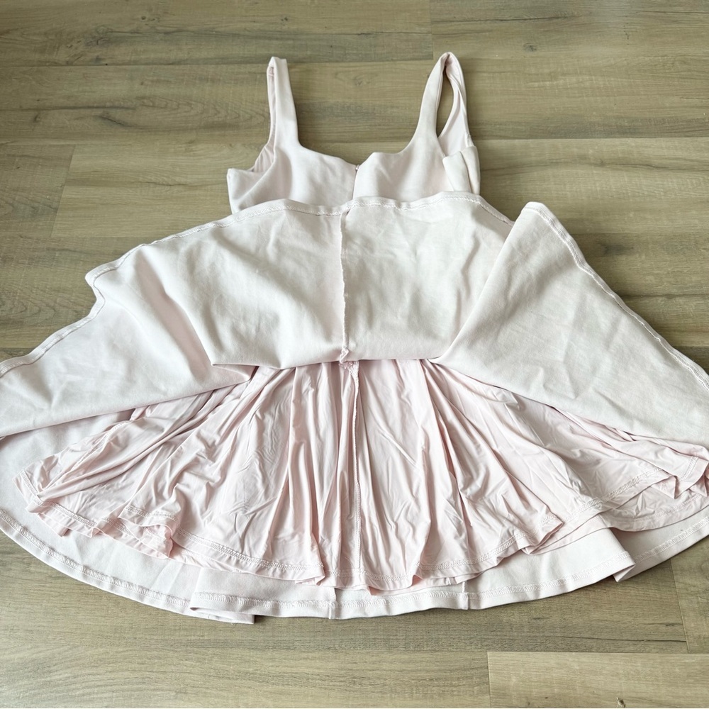 Powder Pink Fit & Flare Square Scoop Neck Knit Ponte Mini Dress - XL - Picture 6 of 6
